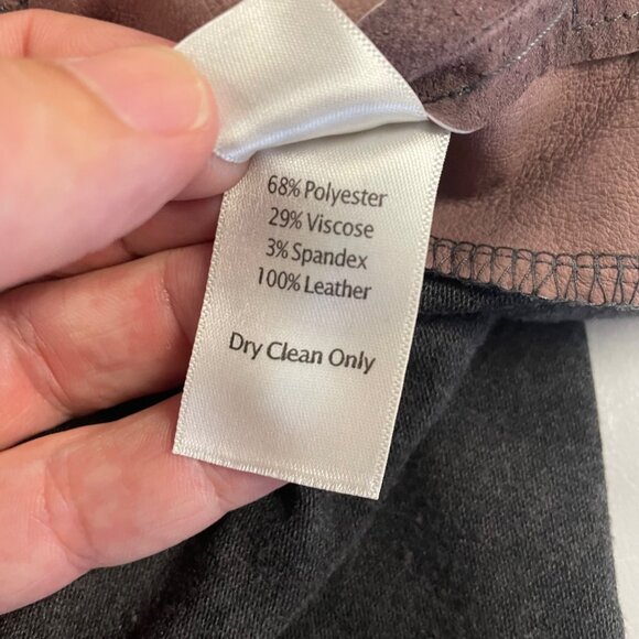 Ecru Women's Leather Trimmed Top Long Sleeve Gray/Mauve Size Small - Picture 9 of 9